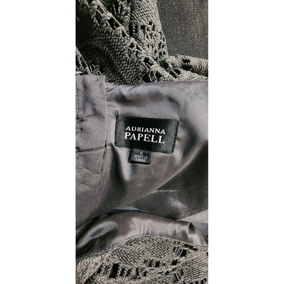 ADRIANA PAPELL Gray Embroidered Shift Dress Cutout Business Casual Lined Sz 4 - Picture 9 of 10